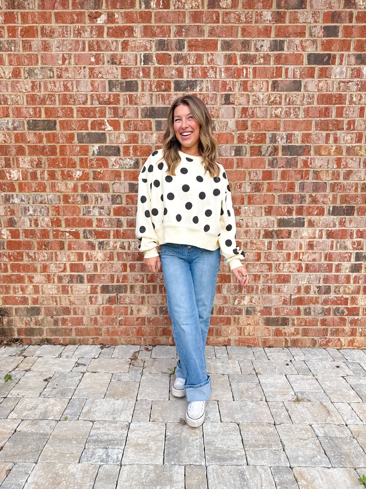 Polka dot crew neck