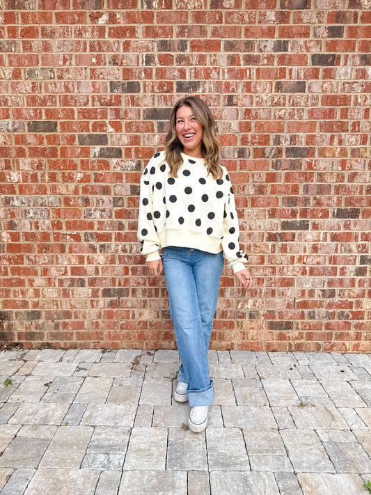 Polka dot crew neck