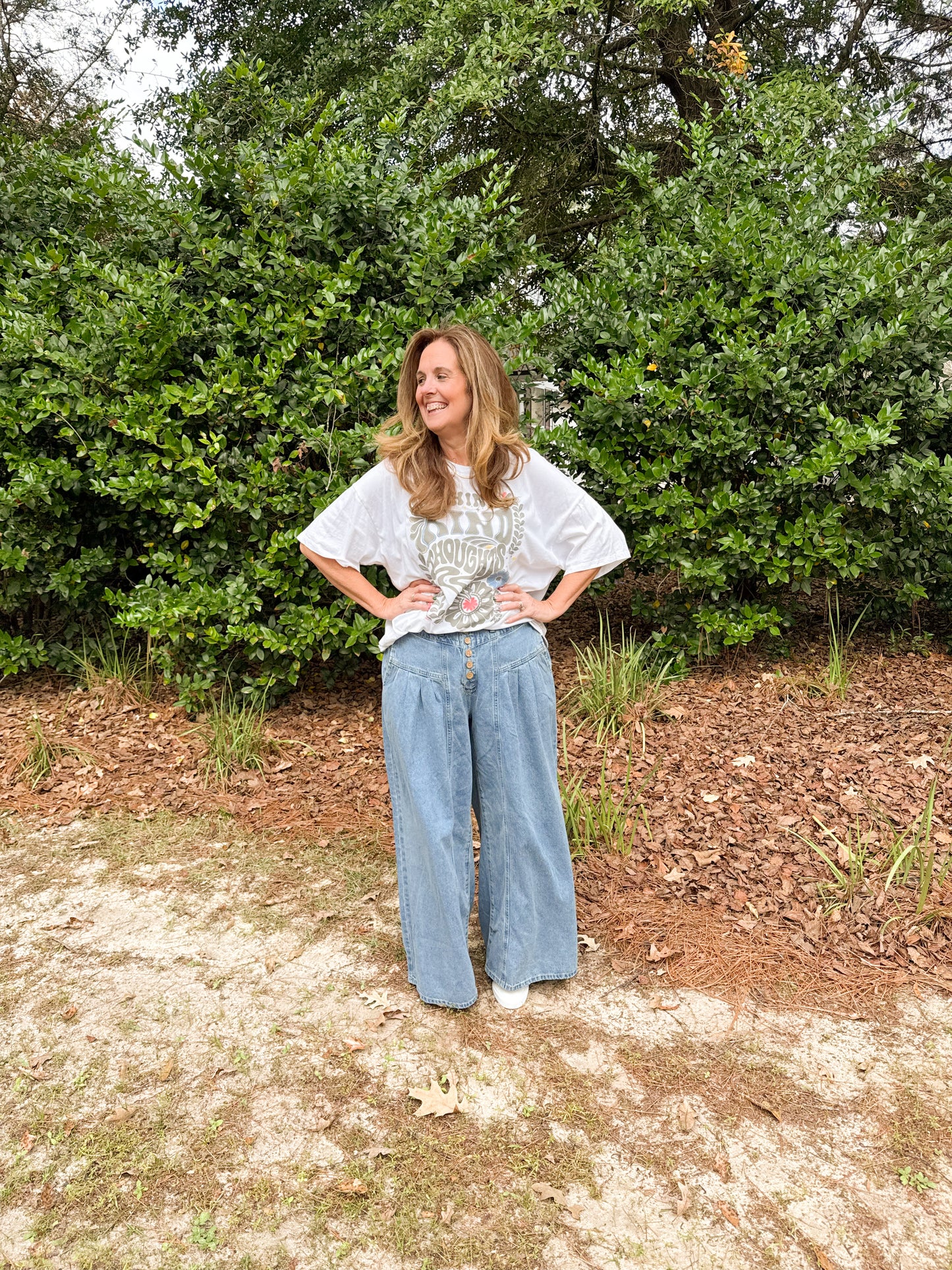 Wide leg denim pant