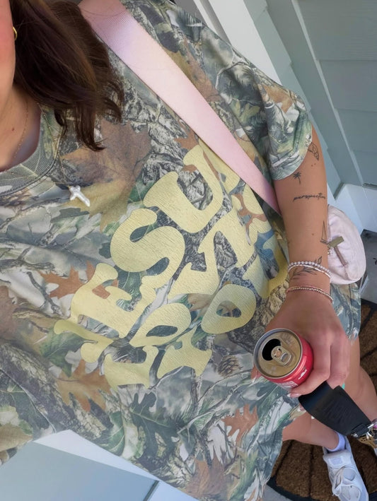 Jesus loves you camo oversized tee