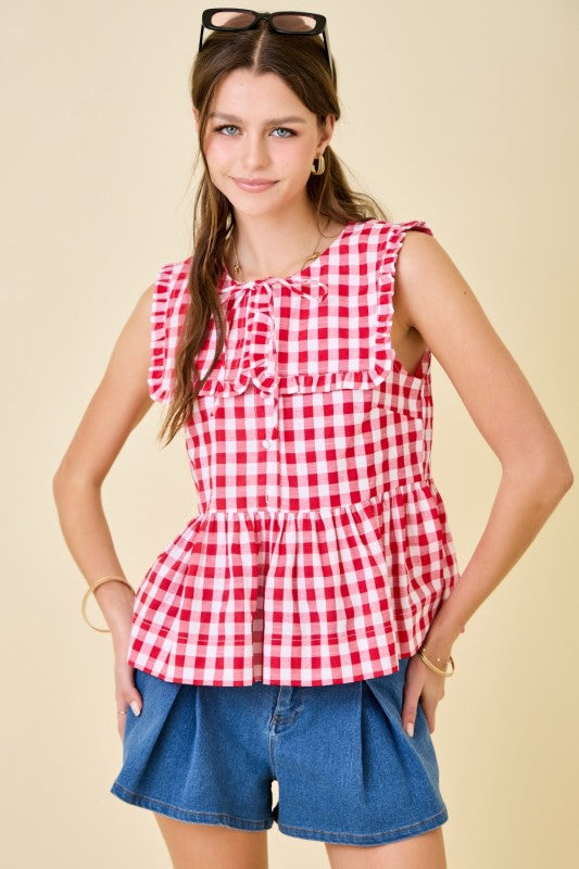 4OJ Gingham Collared Blouse