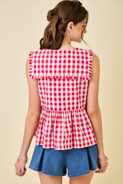 4OJ Gingham Collared Blouse